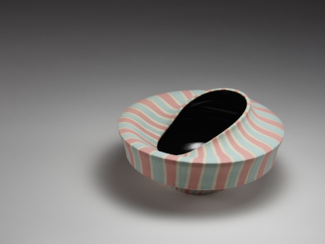 "Origami" Small Bowl. Porcelain, Glaze, Underglaze.