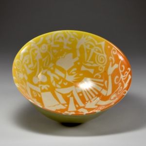 "Party Bowl", Porcelain, underglaze, glaze.