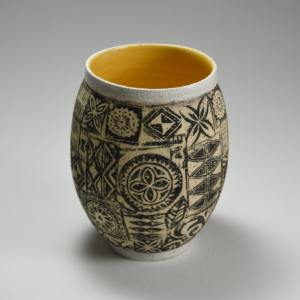 Tile Vase, ceramic. Wheel thrown. 4.5 x 4.5 x 6 inches. Sold.