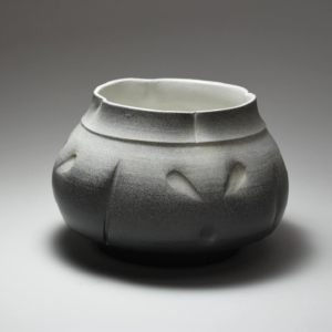 Trio Bowl, Porcelain, glaze, enamel. Wheel thrown and altered. 7.5 x 7.5 x 5 inches