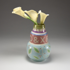 "X's &amp; O's".  Porcelain, underglaze, glaze