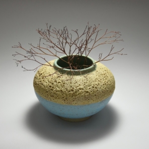 Crater Vase. Ceramic. Wheel thrown. 7 x 7 x 4.5 inches