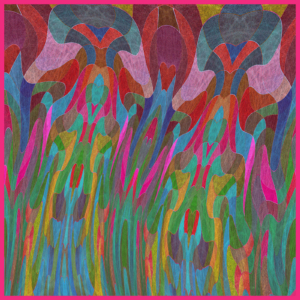 "Dancing Sisters", 16mm twill silk scarf, 36 x 36 inches, ©Julia Mulligan