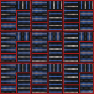 "Blue White Red Black", Scarf, 16mm Silk Twill, 36 x 36" ©Julia Mulligan